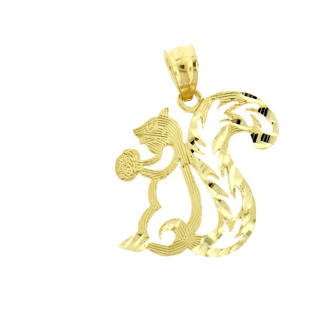 Squirrel Charm Pendant 14k Gold