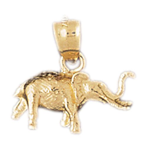 3D Elephant Charm Pendant 14k Gold