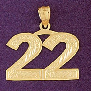 Charm Pendant 14k Gold Number 22