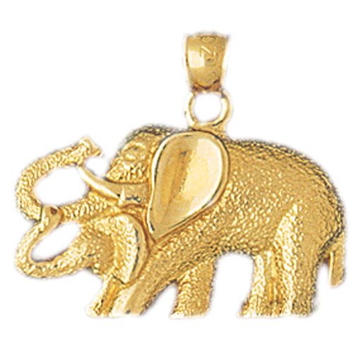 Elephants Charm Pendant 14k Gold