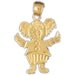 Teddy Bear Scarecrow Charm Pendant 14k Gold