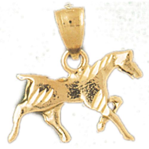 3D Horse Charm Pendant 14k Gold