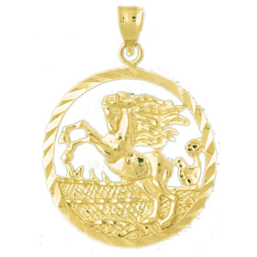 Pegasus Horse Charm Pendant 14k Gold