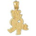 Teddy Bear With Heart Charm Pendant 14k Gold