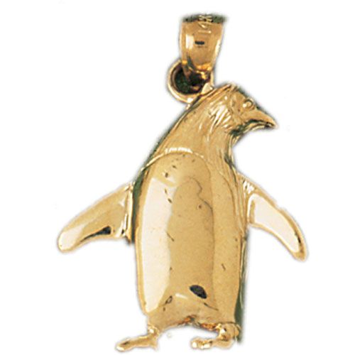 Penguin Charm Pendant 14k Gold