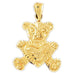 Teddy Bear With Heart Charm Pendant 14k Gold