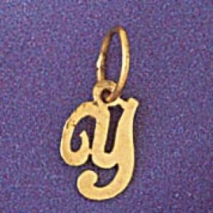 Initial Y Charm Pendant 14k Gold