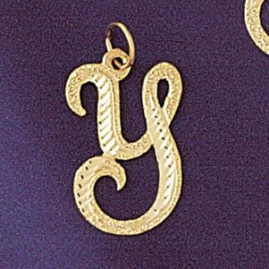Initial Y Classic Charm Pendant 14k Gold