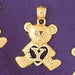 Initial Y Teddy Bear Heart Charm Pendant 14k Gold