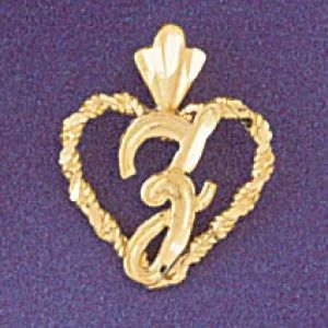 Initial Z Heart Charm Pendant 14k Gold