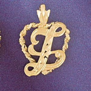 Initial Z Heart Charm Pendant 14k Gold