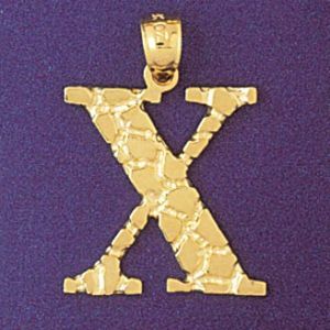 Initial X Charm Pendant 14k Gold