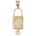 Lock with Key Charm Pendant 14k Gold