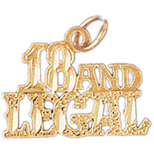 18 And Legal Charm Pendant 14k Gold
