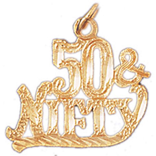 50 And Nifty Charm Pendant 14k Gold