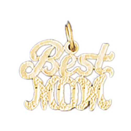 Best Mom Charm Pendant 14k Gold