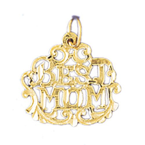 Best Mom Charm Pendant 14k Gold
