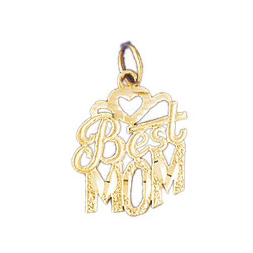 Best Mom Charm Pendant 14k Gold