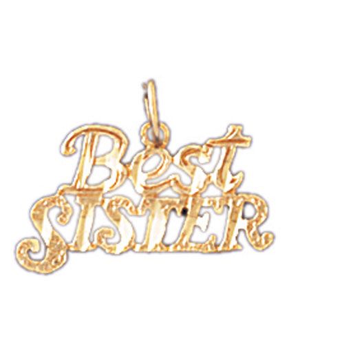 Best Sister Charm Pendant 14k Gold