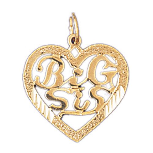 Big Sis Heart Charm Pendant 14k Gold