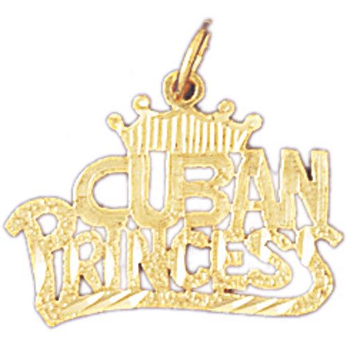 Cuban Princess Charm Pendant 14k Gold