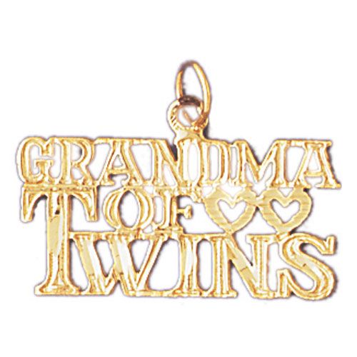 Grandma Of Twins Charm Pendant 14k Gold