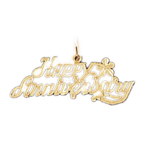 Happy Anniversary Charm Pendant 14k Gold