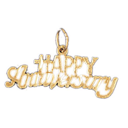 Happy Anniversary Charm Pendant 14k Gold