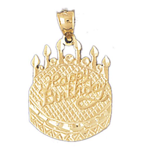 Happy Birthday Charm Pendant 14k Gold