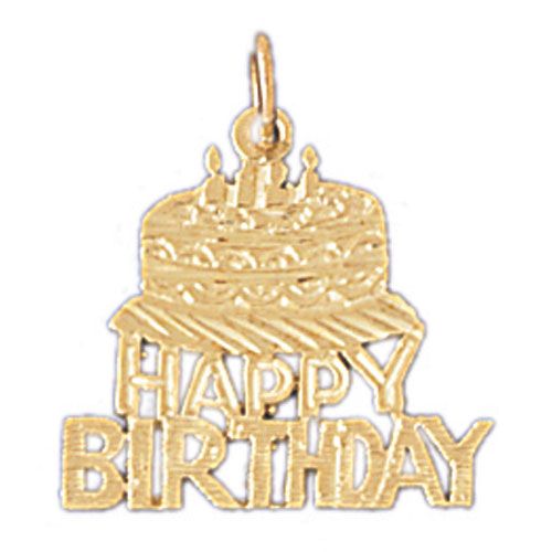 Happy Birthday Charm Pendant 14k Gold