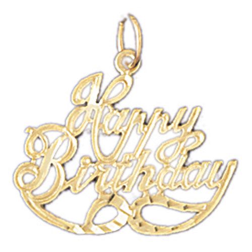 Happy Birthday Charm Pendant 14k Gold