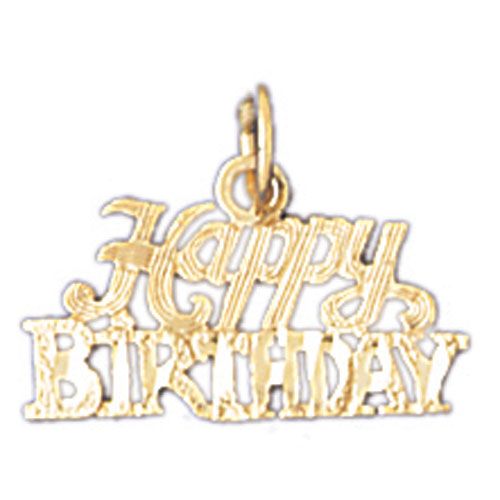 Happy Birthday Charm Pendant 14k Gold