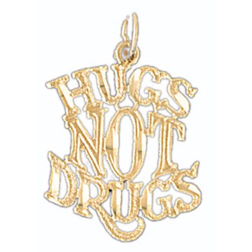 Hugs Not Drugs Charm Pendant 14k Gold