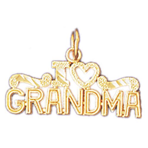 I Love Grandma Charm Pendant 14k Gold