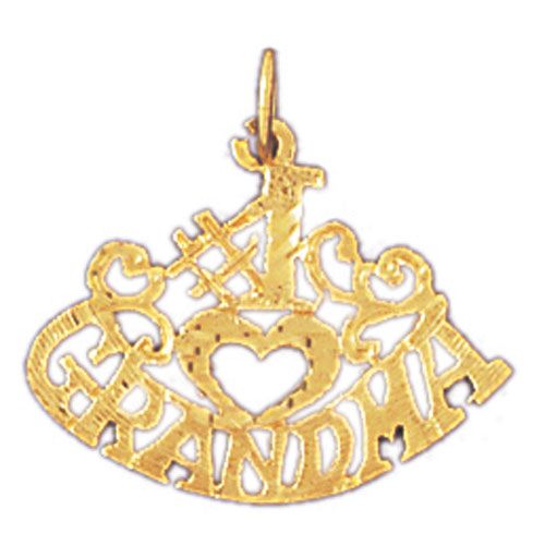 I Love Grandma Charm Pendant 14k Gold