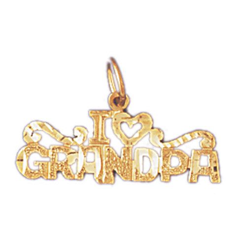 I Love Grandpa Charm Pendant 14k Gold