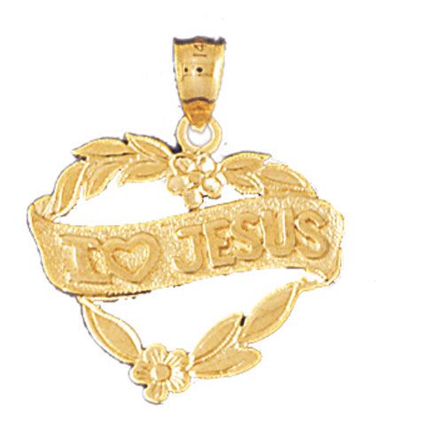 I Love Jesus Charm Pendant 14k Gold