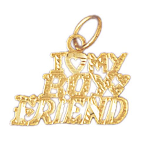 I Love My Boyfriend Charm Pendant 14k Gold