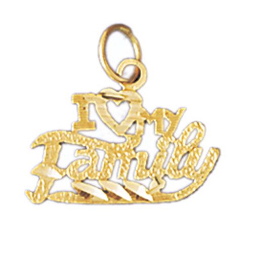 I Love My Family Charm Pendant 14k Gold