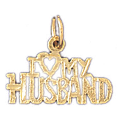 I Love My Husband Charm Pendant 14k Gold