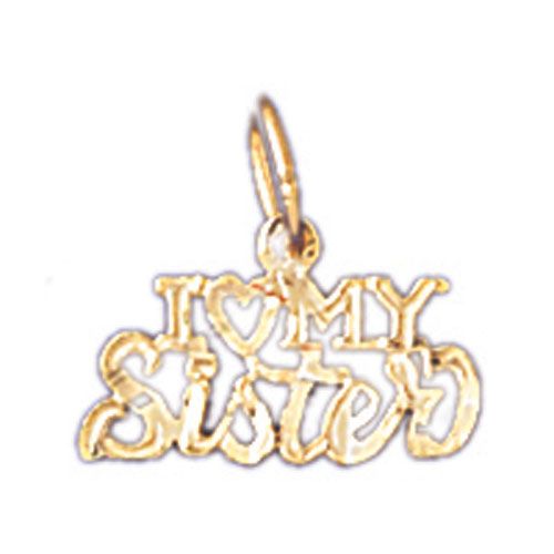 I Love My Sister Charm Pendant 14k Gold