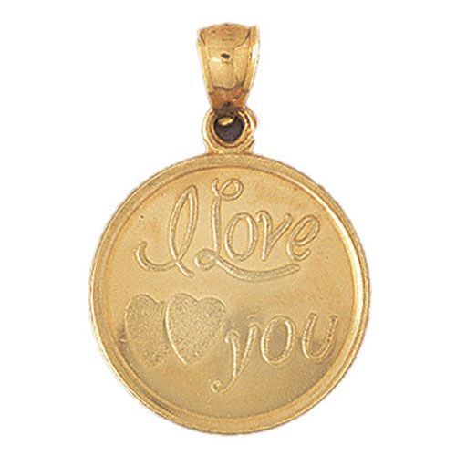 I Love You Charm Pendant 14k Gold