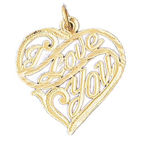 I Love You Charm Pendant 14k Gold