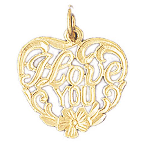 I Love You Charm Pendant 14k Gold