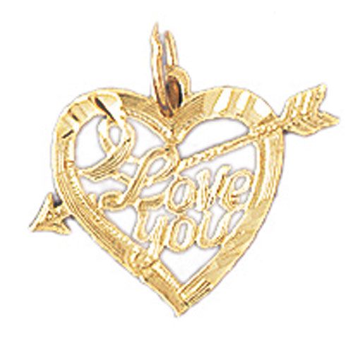 I Love You Charm Pendant 14k Gold