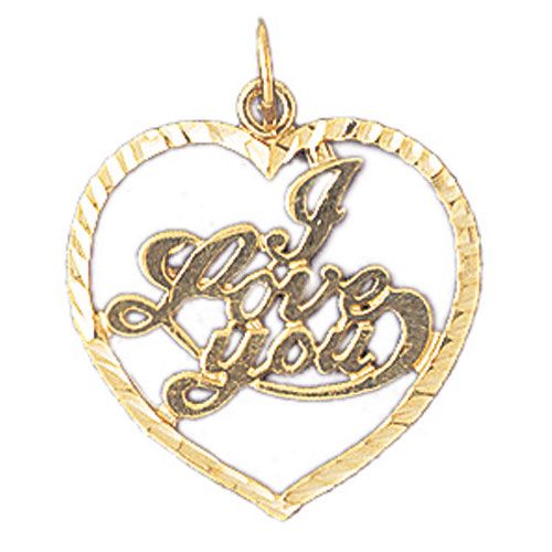 I Love You Charm Pendant 14k Gold