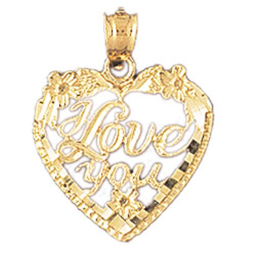 I Love You Charm Pendant 14k Gold