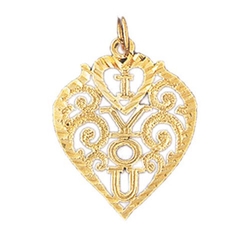 I Love You Charm Pendant 14k Gold