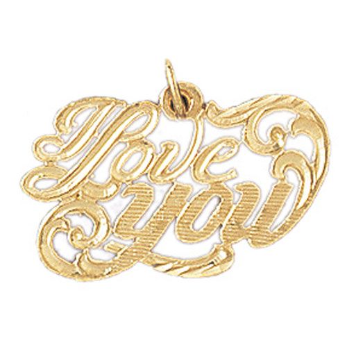 I Love You Charm Pendant 14k Gold