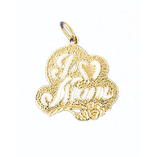 I Love Mom Charm Pendant 14k Gold